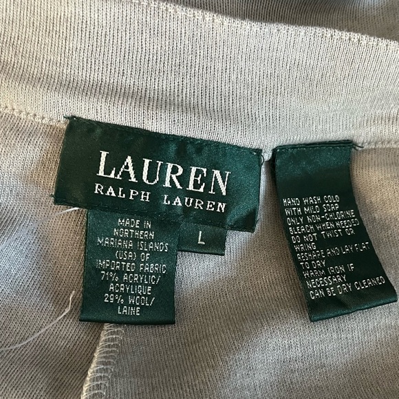 LAUREN RALPH LAUREN Light GRAY WOOL BLEND WIDE LEG PANTS Women’s L Trousers - Picture 3 of 10